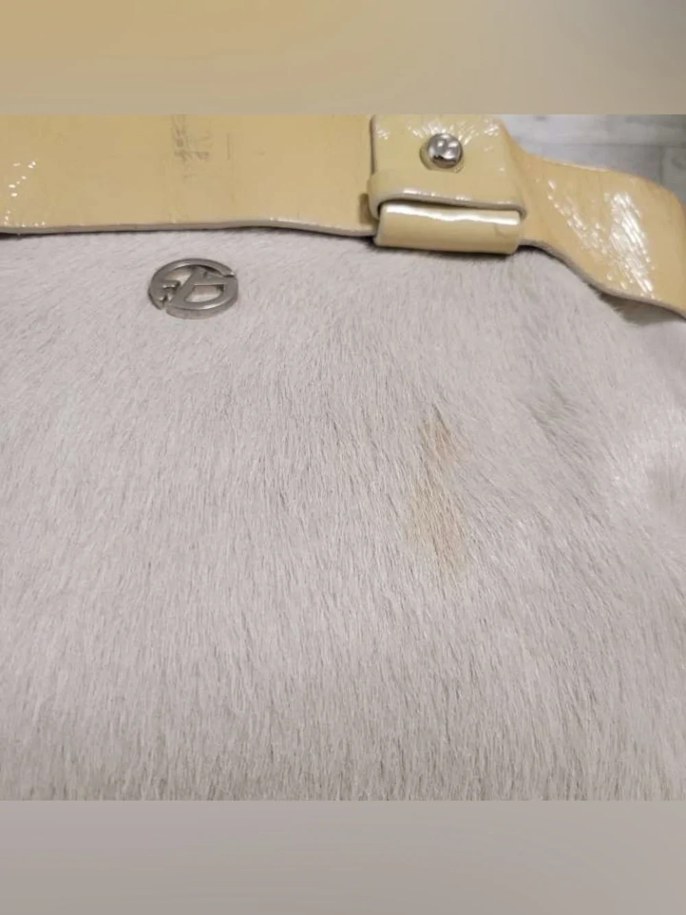 Women’s Francesco Biasia Pony Hair Brown Leather Medium Purse Handbag White